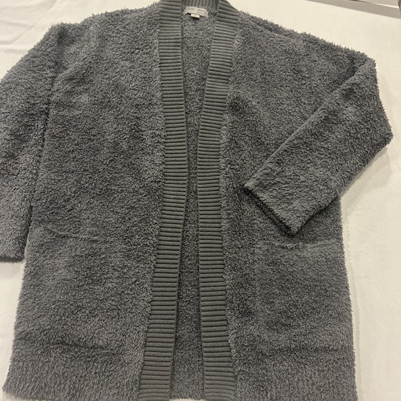 Barefoot Dreams Sweaters - Barefoot Dreams CozyChic Relaxed Open Front Cardigan Dark Gray Pockets Worn Once